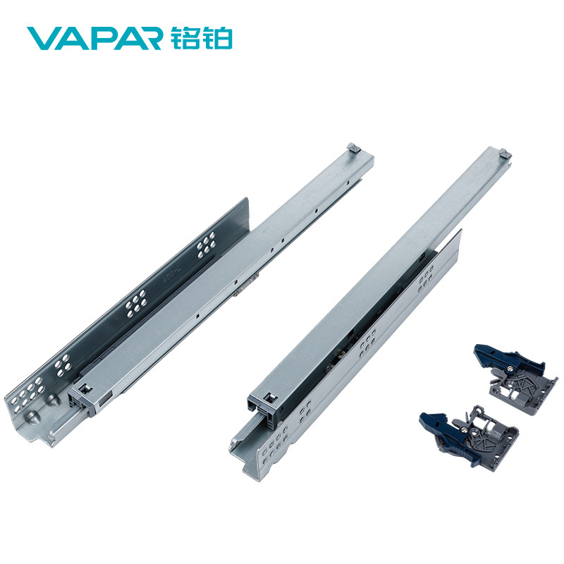 Full Extension Drawer Slide Rail Support  Buffer Mute Self-Closing  Synchro strap handle Drawer Track Damping Three-Section Rail