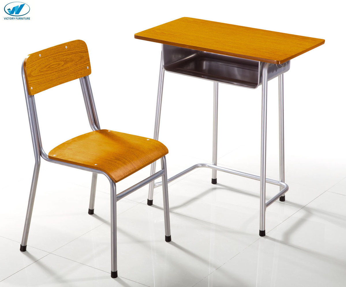 cheap price manufacture classroom  children furnture single study table and chair student desk  and chair set