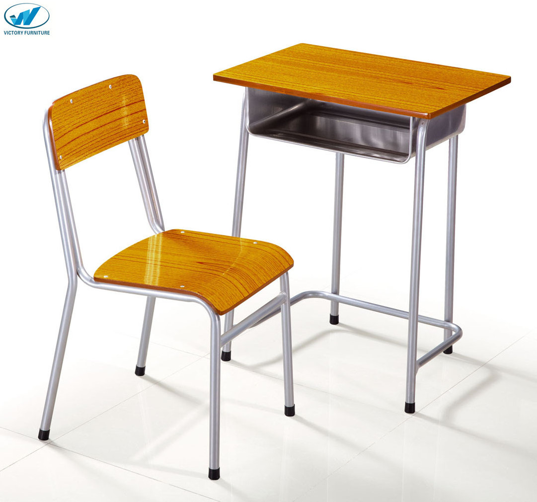 cheap price manufacture classroom  children furnture single study table and chair student desk  and chair set