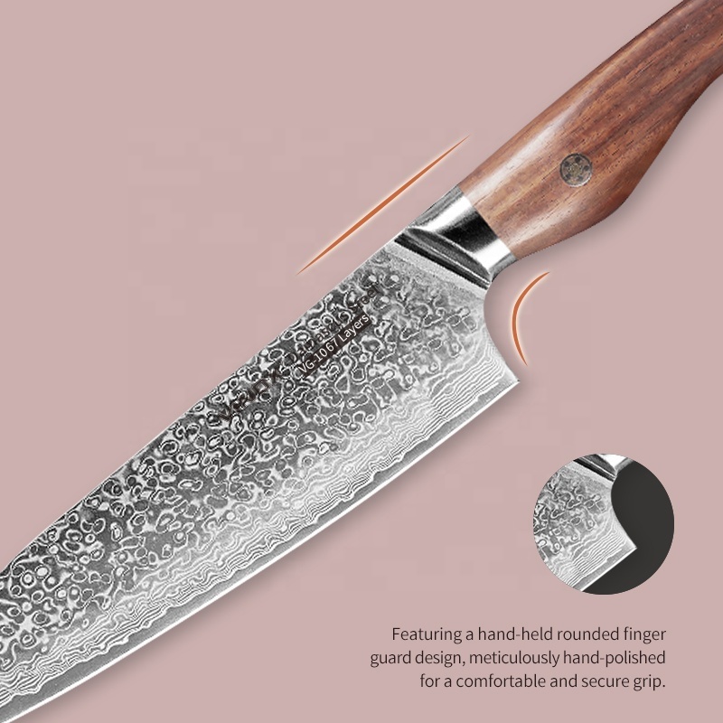 VINOX 7 inch pakistan damascus knife 67 layer santoku cooking knife with gift box