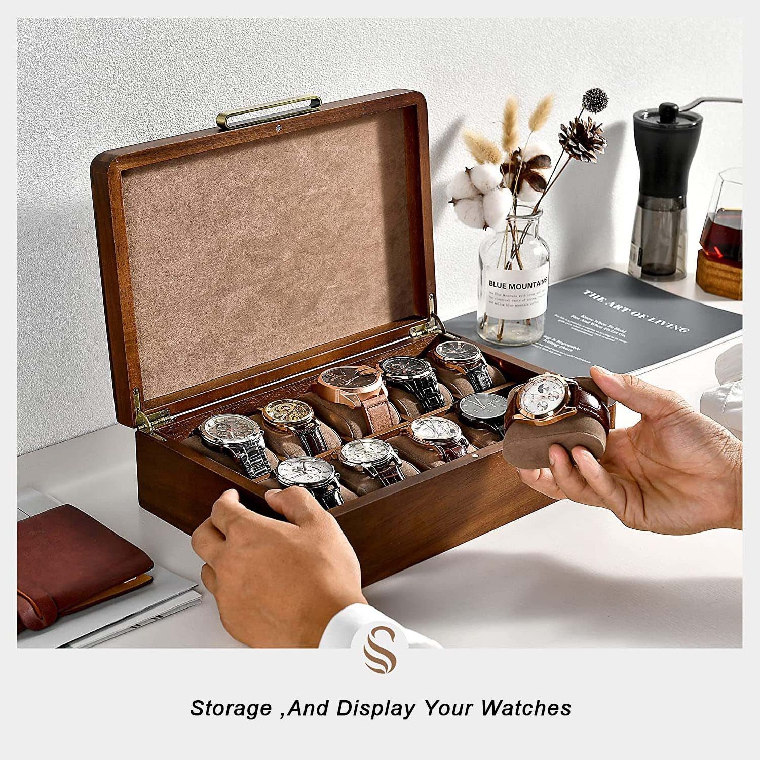 Jewelry Watch Box Luxury Women 10 slots Wood Watch Storage Box