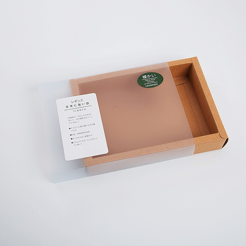 Custom Logo Kraft Paper Pie Gift Box Packing Pvc clear Window Underwear Recycled Sliding Cardboard Packaging Drawer Box