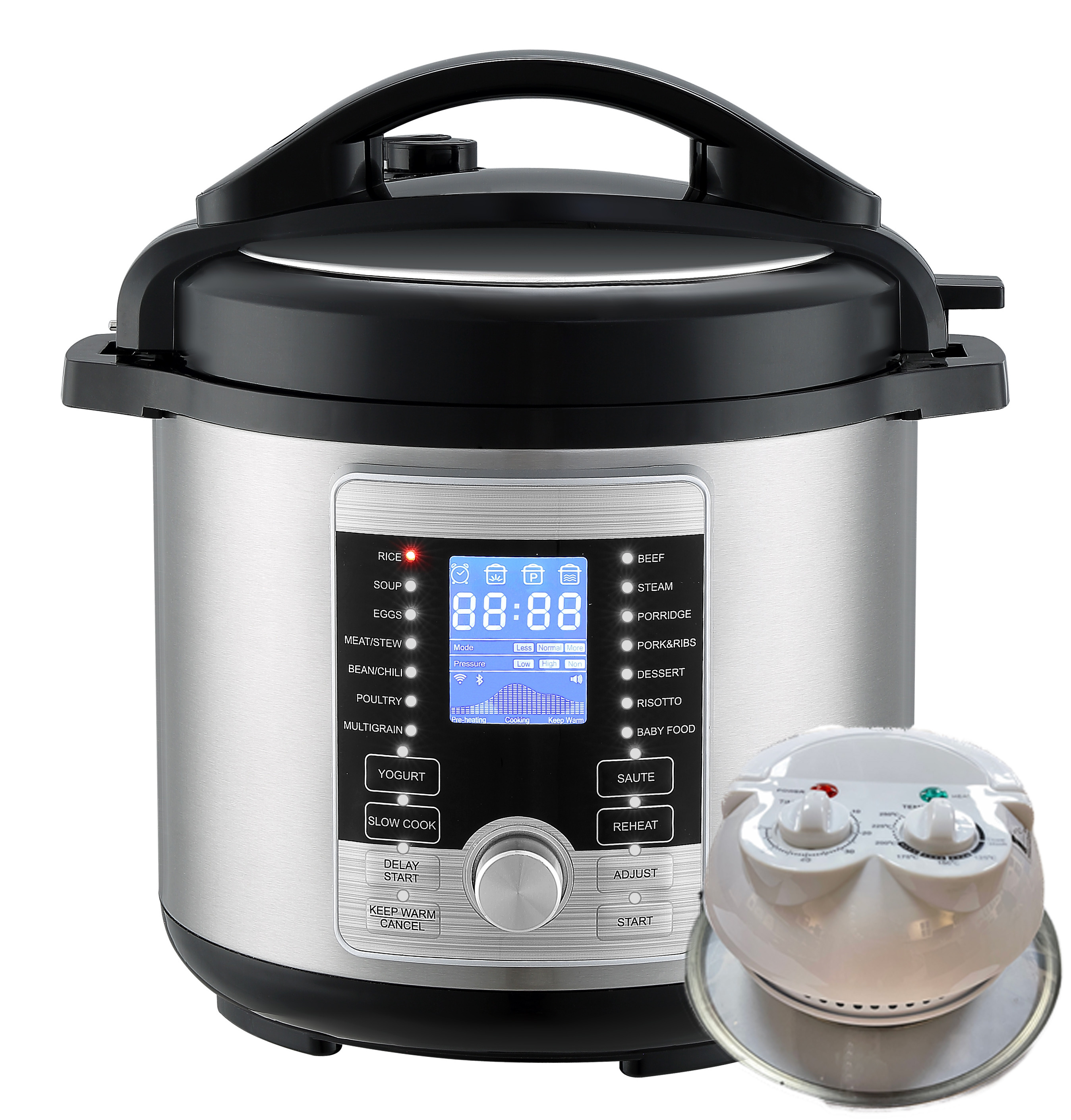 2 in 1 Electrical Pressure Cooker With Air Fryer Lid For Kitchen 6 Litre