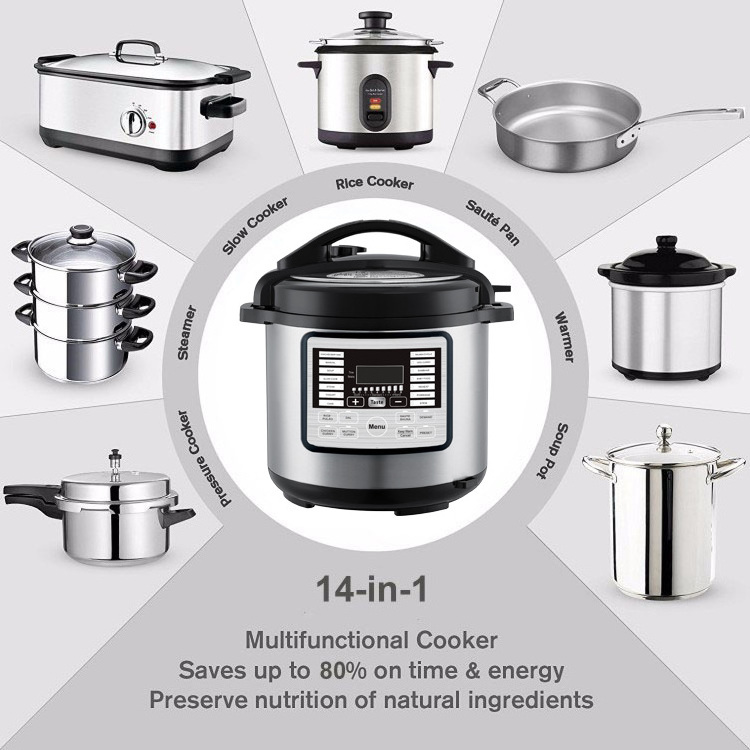 2 in 1 Electric Pressure Cooker With Air Fryer Lid For Kitchen 8 Litre