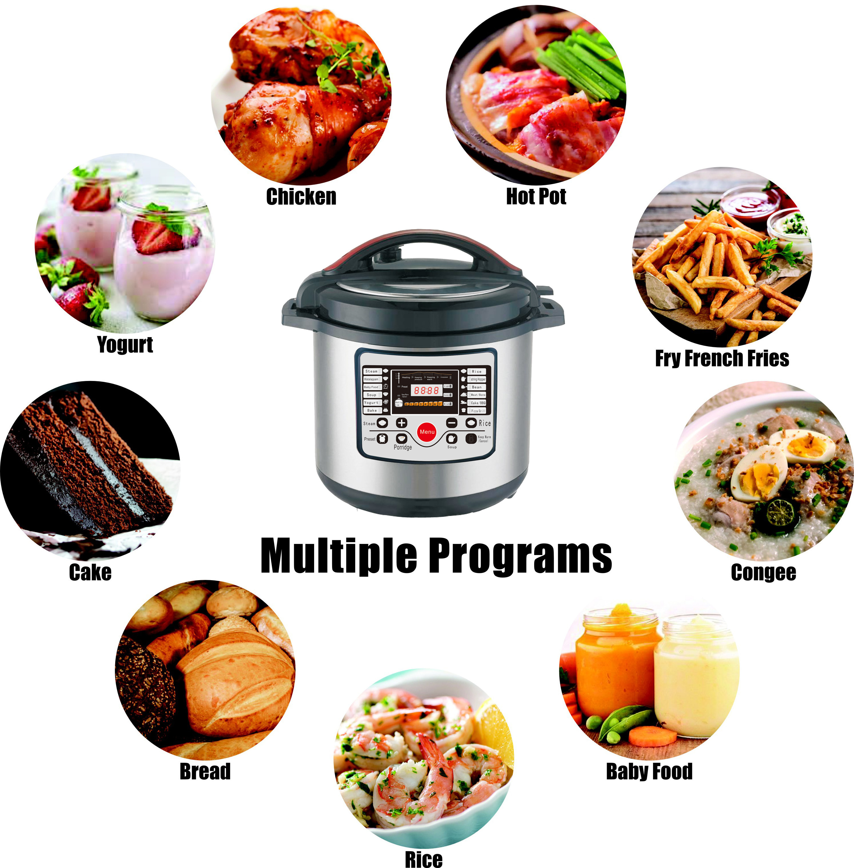 2 in 1 Electric Pressure Cooker With Air Fryer Lid For Kitchen 8 Litre