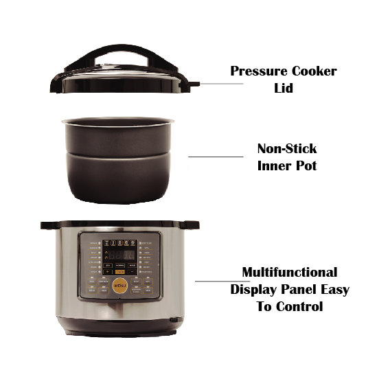 2 in 1 Electric Pressure Cooker With Air Fryer Lid For Kitchen 8 Litre