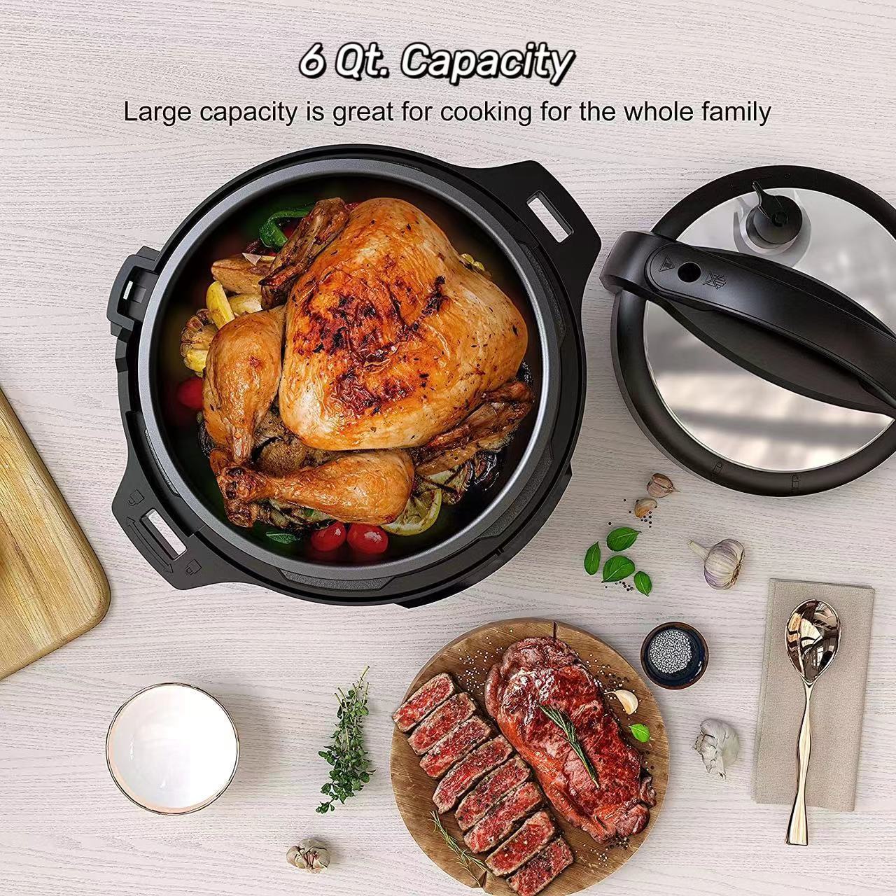 Large Touch Panel Pressure cooker 7-in-1Stianless Steel pot Electric Multi Rice Cooker