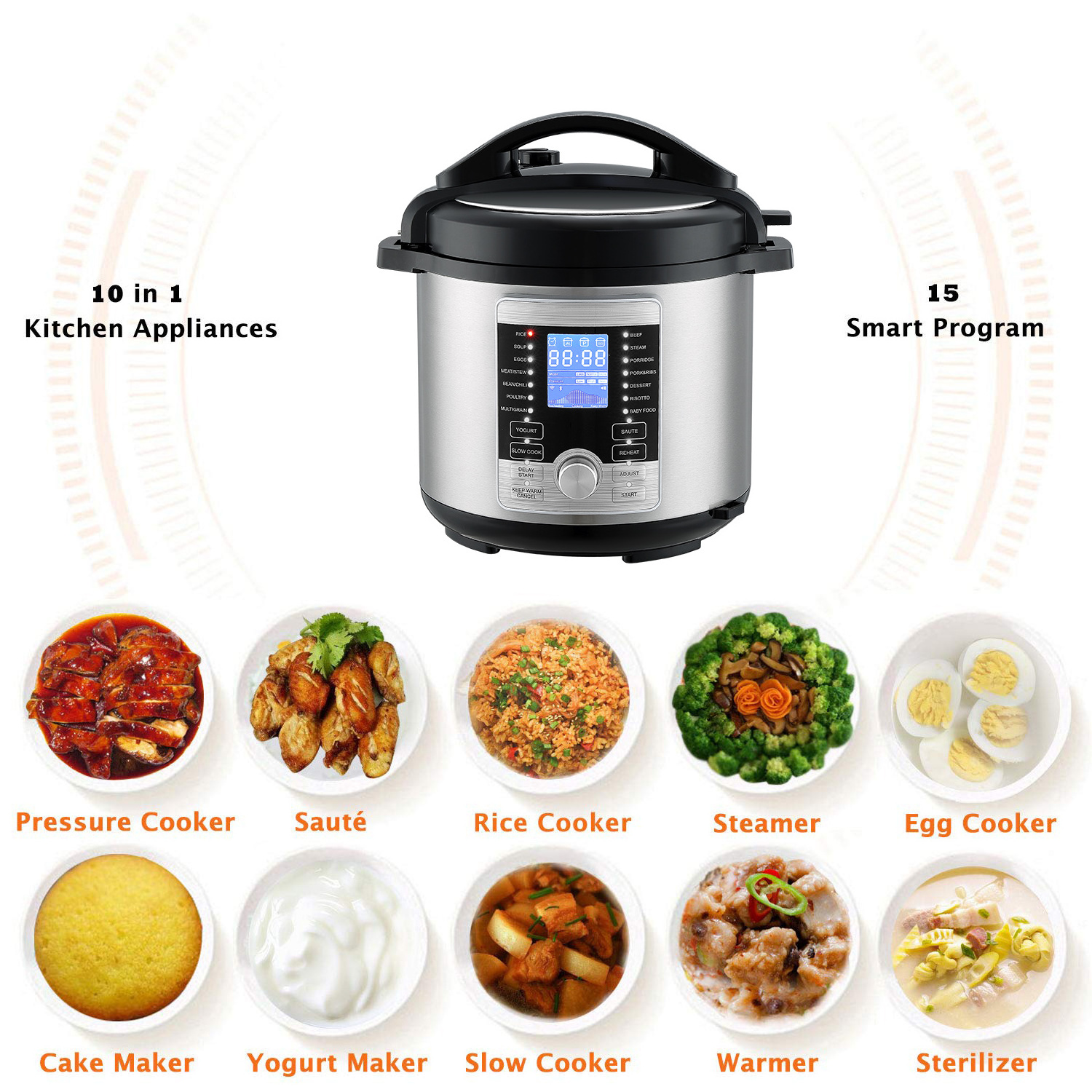 Programmable Instants Pot Smart Electric Pressure Cooker 6Qt 18-in-1 Vesta  Multi  Cooker