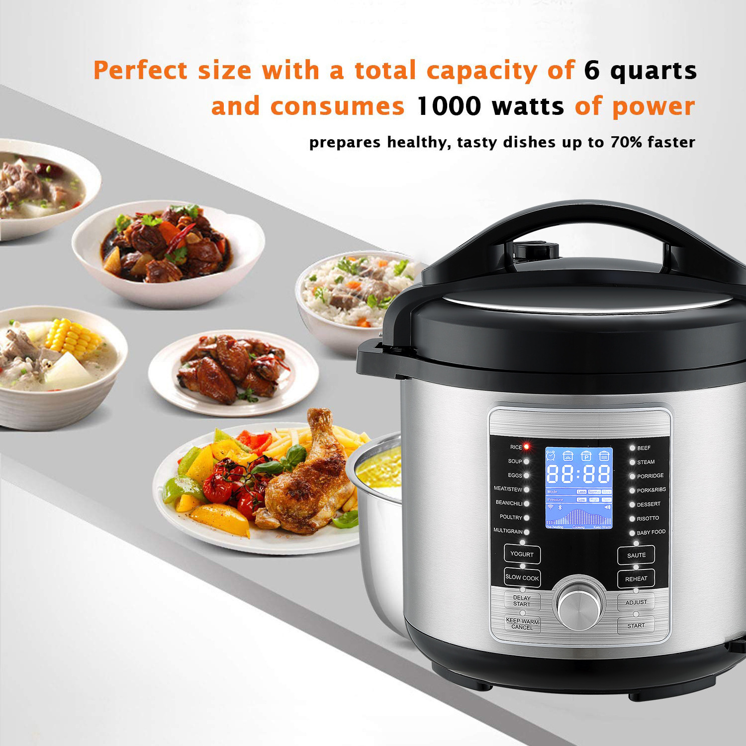 Programmable Instants Pot Smart Electric Pressure Cooker 6Qt 18-in-1 Vesta  Multi  Cooker