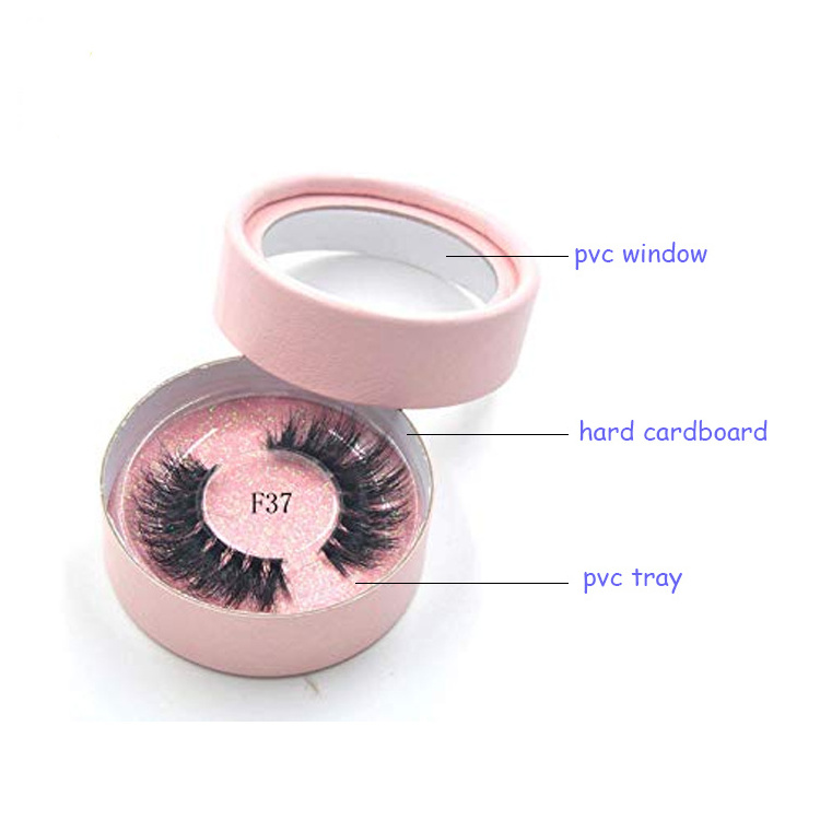 Circle Cardboard small round box Eyelash Packaging Paper Boxes with PVC Window