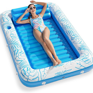 4 in 1 Sun Tan Tub Sunbathing Pool Lounge Raft Floatie Toys Water Tanning Bed Mat Pad for Adult