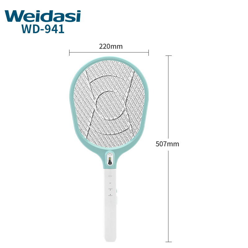 Professional factory rechargeable mosquito racket electric shock fly swatter portable mosquito bat with light