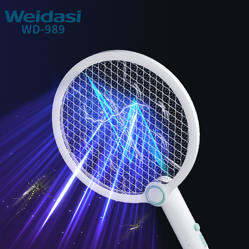 WEIDASI wholesale foldable anti mosquito killer bug swatter rechargeable electric racket fly bat with trap purple light