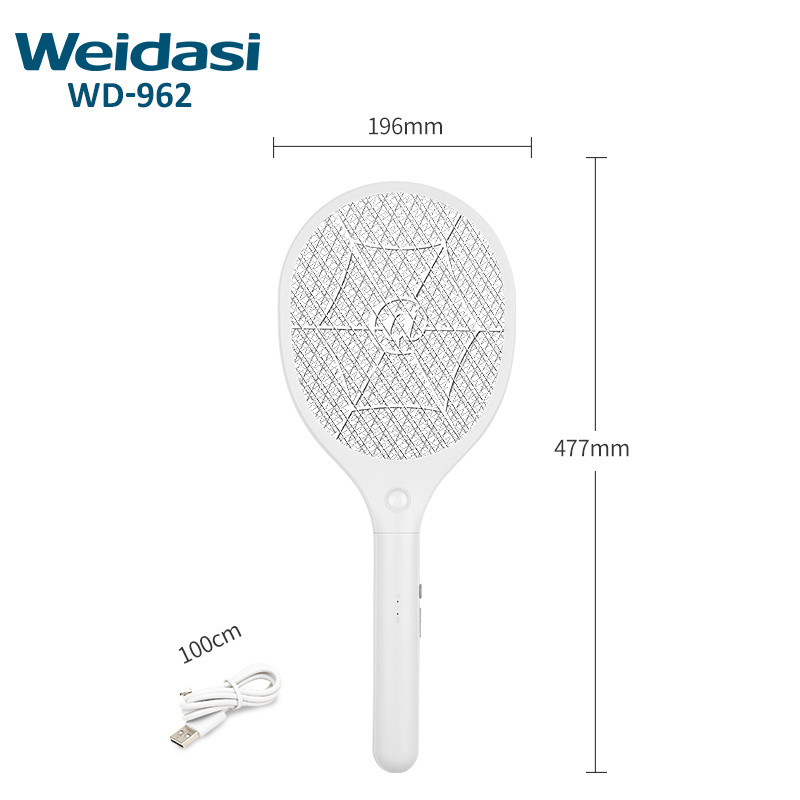 Weidasi pest control rechargeable bat stand shocker mosquito electric fly swatter racket with lithium battery