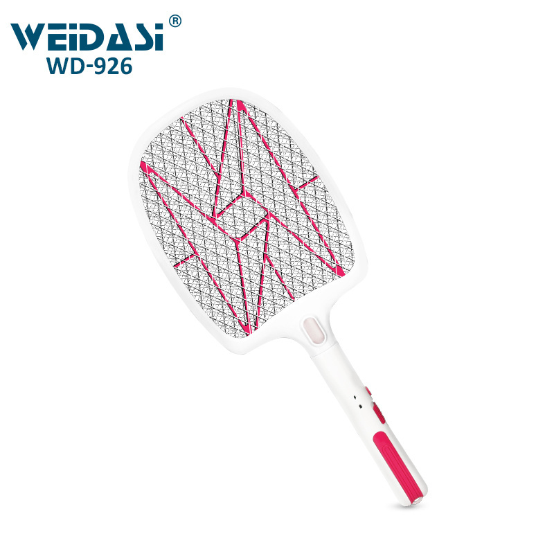 Rechargeable hand held electric fly swatter and bat mosquito zapper for residential flies killer trap