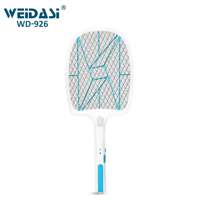 Rechargeable hand held electric fly swatter and bat mosquito zapper for residential flies killer trap