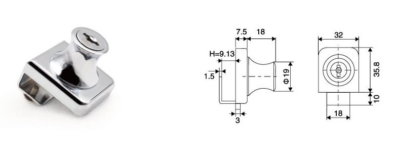 Lock for glass display cabinet Glass door cabinet lock Keyed glass ...