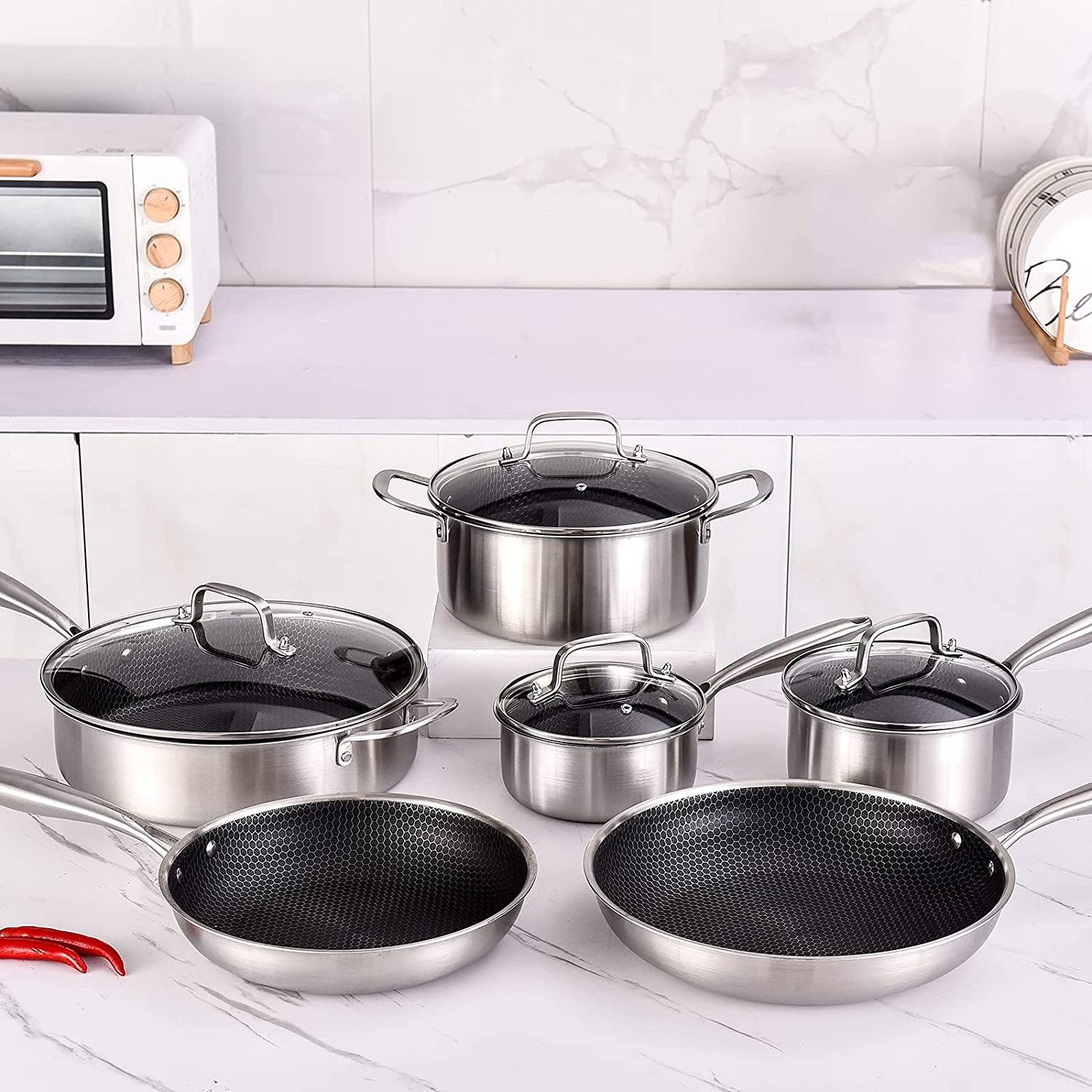 Stainless Steel Non Stick Cooking Big Pots Cookware Set Pots And Pans Set With 10 Pieces Cookware Sets