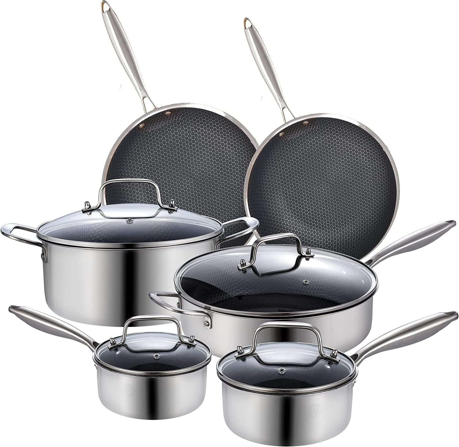 Stainless Steel Non Stick Cooking Big Pots Cookware Set Pots And Pans Set With 10 Pieces Cookware Sets