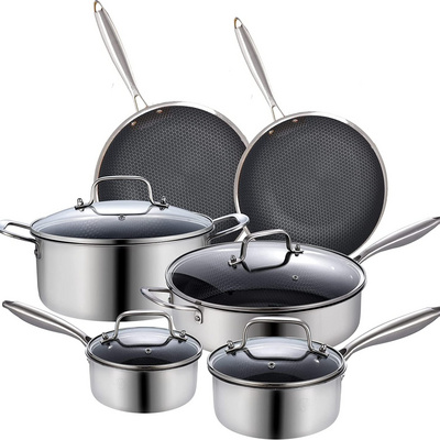 Stainless Steel Non Stick Cooking Big Pots Cookware Set Pots And Pans Set With 10 Pieces Cookware Sets