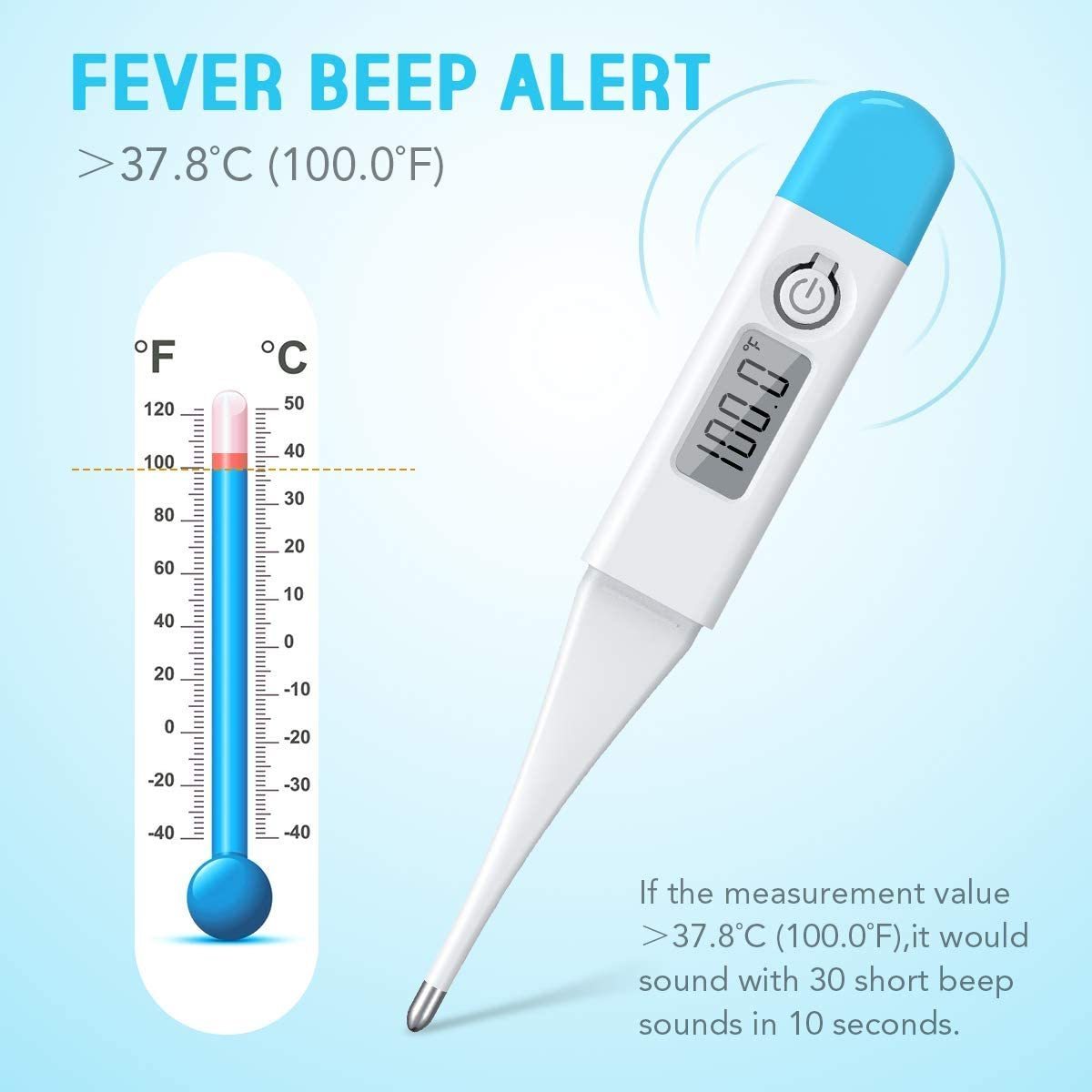 Medical fever waterproof mouth probe baby temperature wireless fiber optic digital thermometer children's electronic thermometer