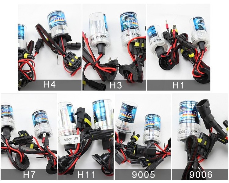 Car Accessories hid xenon kit 3000K 6000K 8000K H1 H3 H4 H7 H11 9005 9006 LED HID xenon lamp