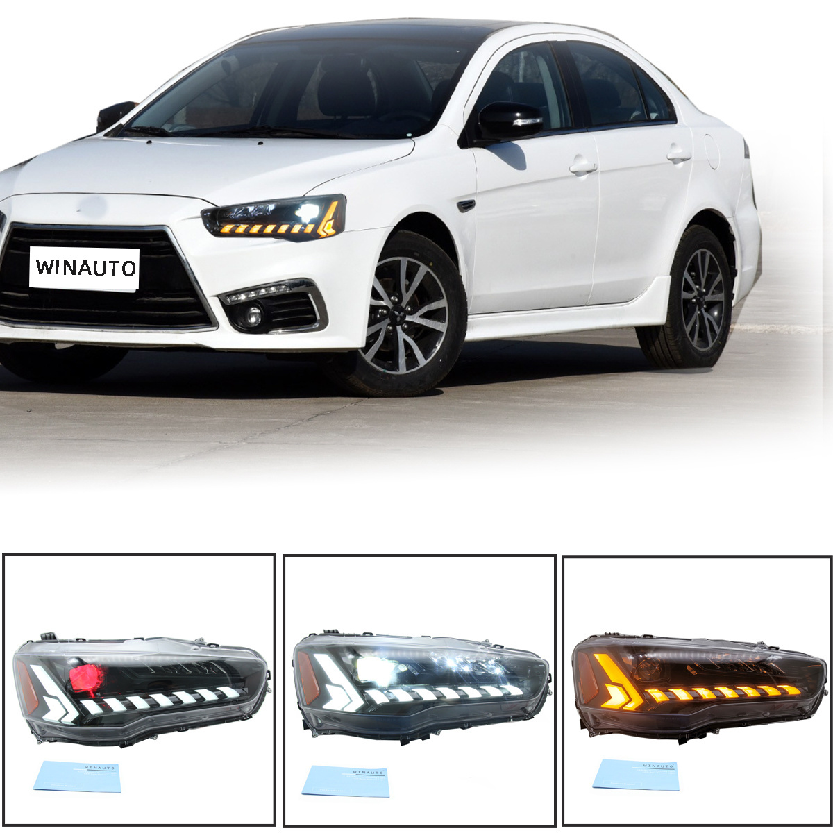 WINAUTO LED Headlights Assembly car bumper Lancer headlamp for Mitsubishi ASX Sport Lancer 2008~2018y headlight  DRL