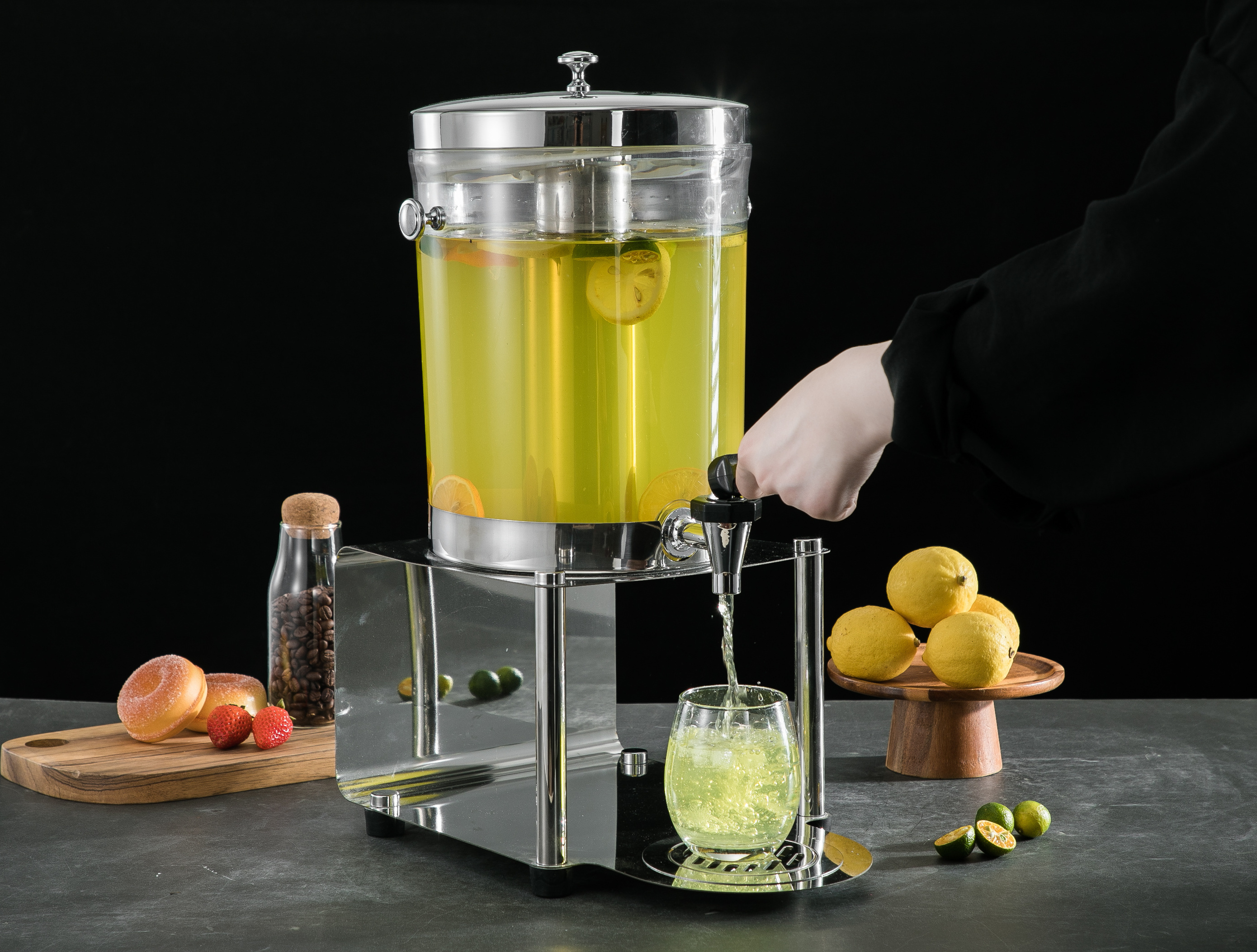 Restaurant Commercial Juice Cold Glass Beverage Drink Dispenser with tap