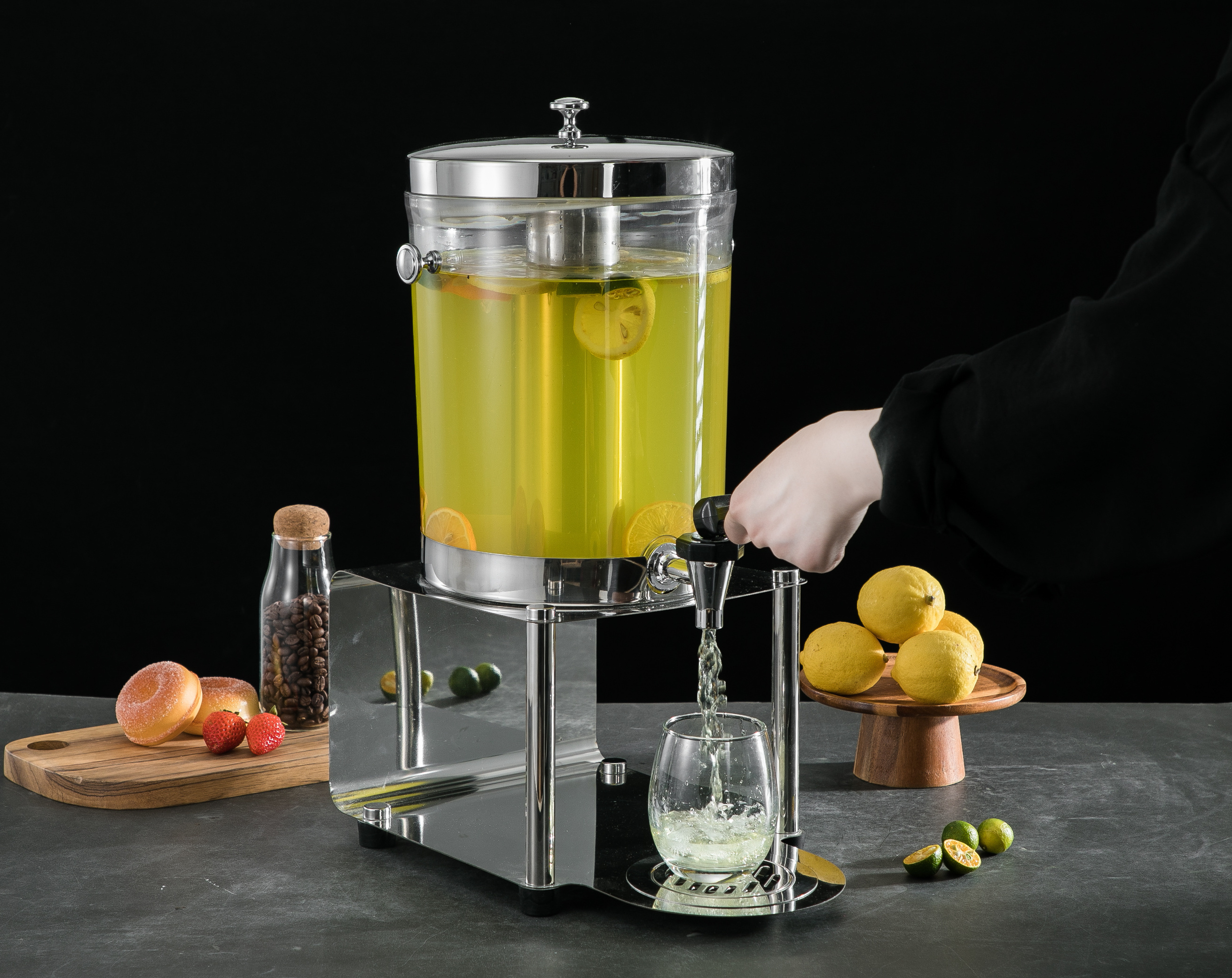 Restaurant Commercial Juice Cold Glass Beverage Drink Dispenser with tap