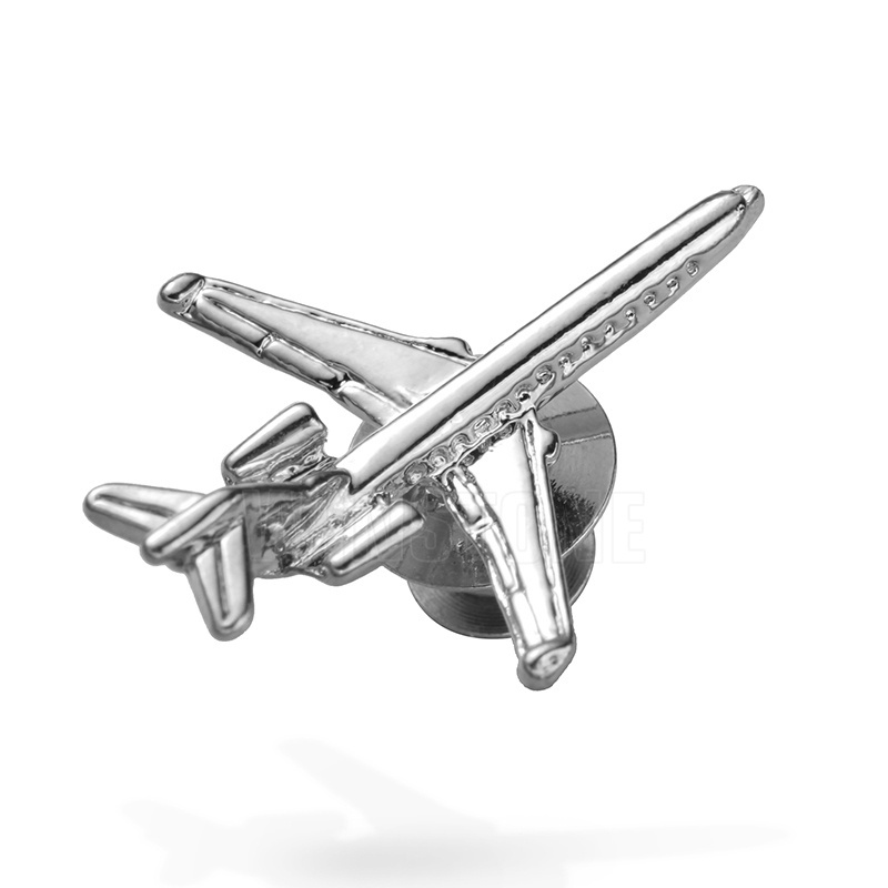 Custom 3D Die Cast Alloy Airliner Model Soft Enamel Lapel Pin Badges  for Airline Airway Promotion