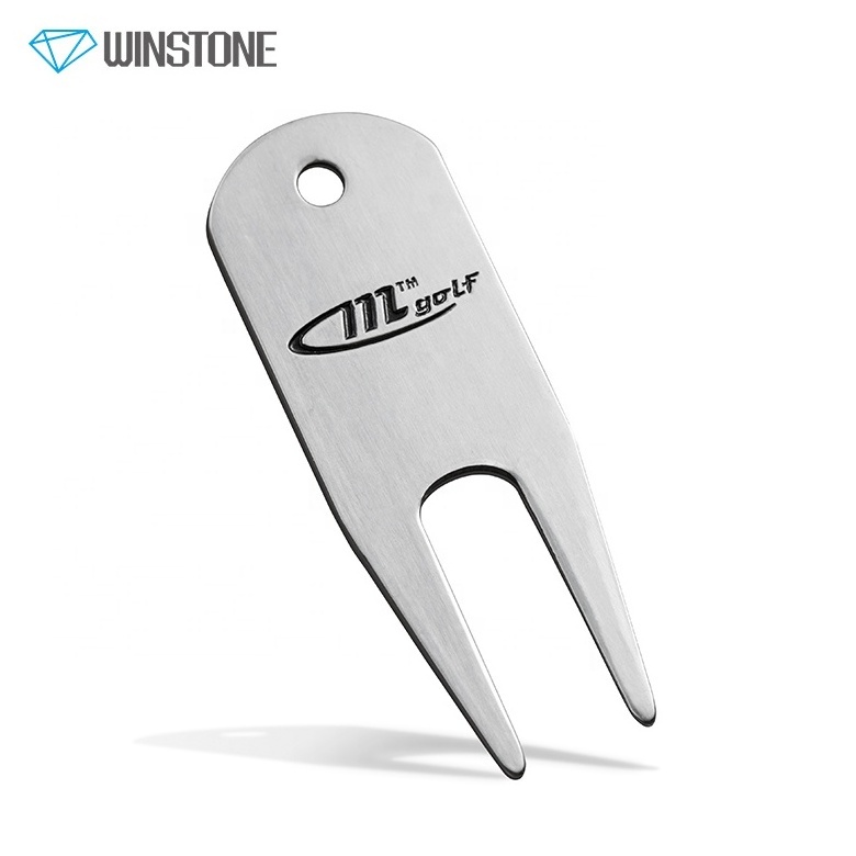 Custom stainless steel golf divot repair tool with enamel logo for golf club promotion