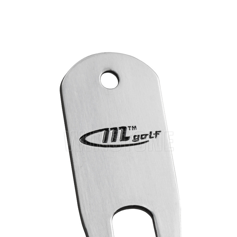 Custom stainless steel golf divot repair tool with enamel logo for golf club promotion