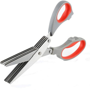 Herb Scissors Set with 5 Multi Stainless Steel Blades Safe Cover and Cleaning Comb Multipurpose Kitchen Chopping Shear Mincer