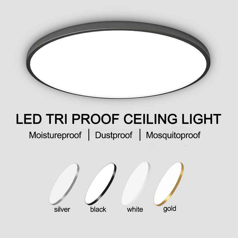 Ultra Thin 5cm Bathroom Kitchen Balcony LED Ceiling Lamp Fixture Plastic Cover LED Tri Proof Light