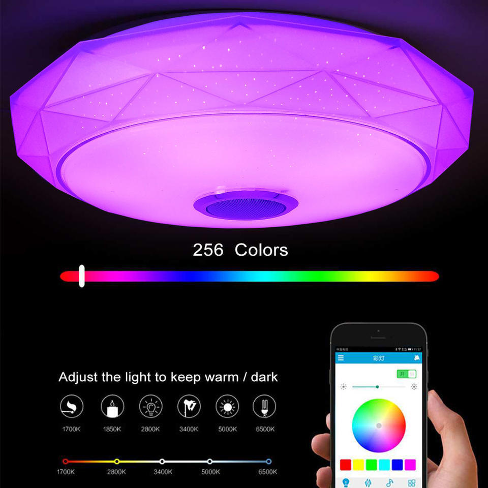 Modern RGB LED Ceiling Light with Speaker APP Remote Control Music Light Bedroom Smart Ceiling Lamp