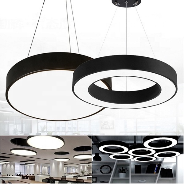 RGB changeable decorative round ceiling pendant lamp with remote control Intelligent LED Linear Light