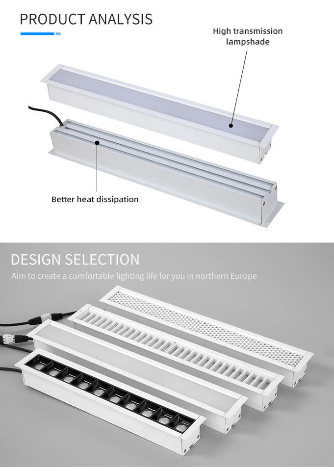 48W linear light pendant  black white silver mounted aluminum profile led linear lighting fixture