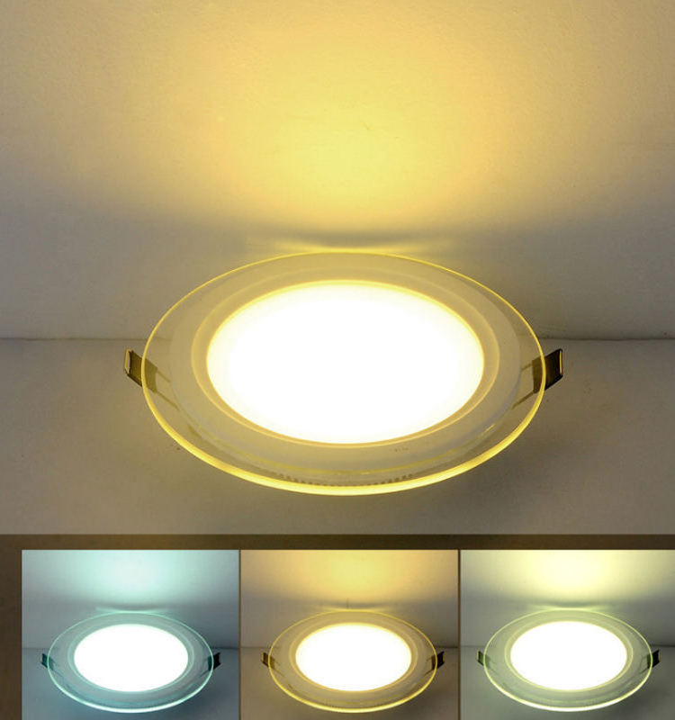 High Quality Office Ceiling Lighting 9W Indoor Recessed Mounted Round Glass Material Led Panel Light