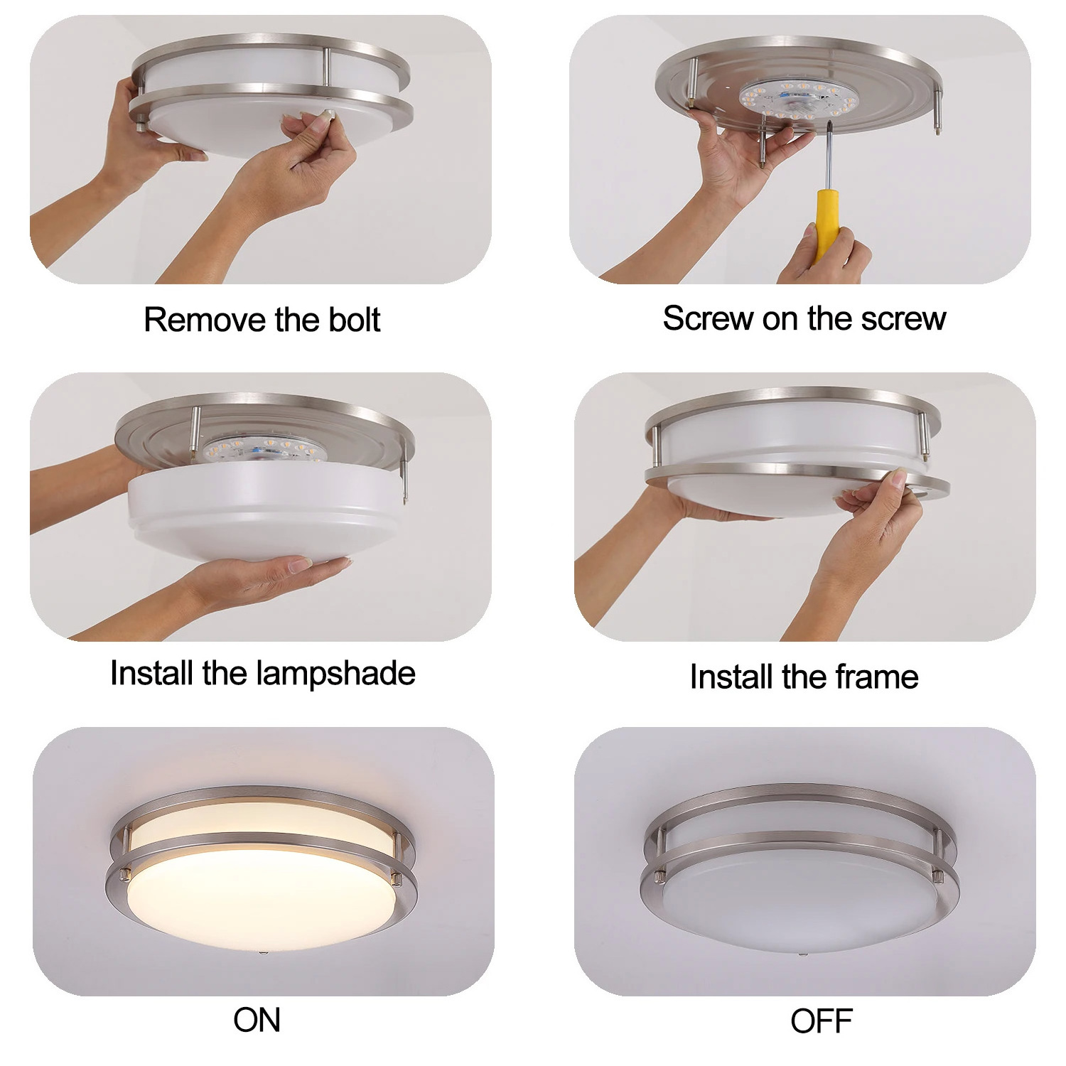 10 Inch 5CCT 18W Round Ceiling Light Fixtures Surface Mounted Indoor Ceiling Light for Home Bedrooms Kitchens hotel