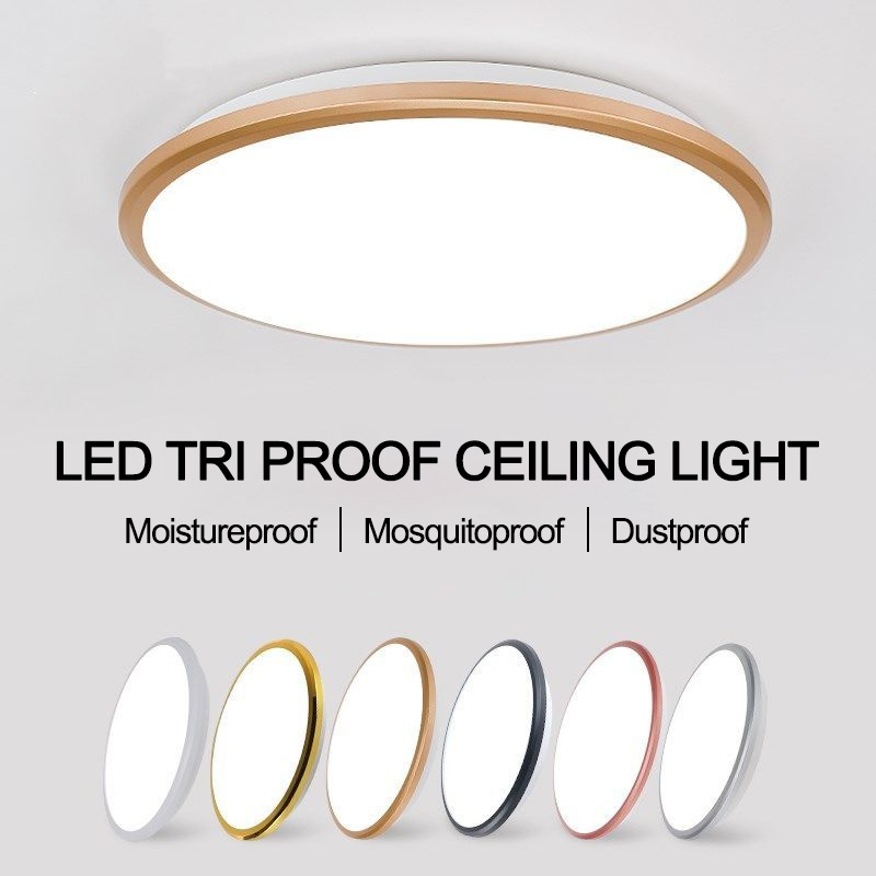 Ultra Thin Round Bathroom Kitchen Balcony Ceiling Lamp Fixture Plastic Cover LED Tri Proof Light