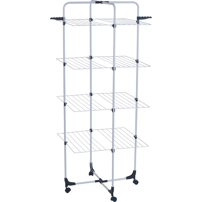 4 tier 40M durable metal clothes drying rack clothes clothes drying hanger stand with wheels