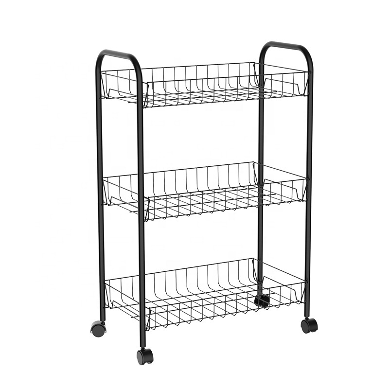 Storage of Various Items 3 Layer Kitchen Storage Trolley Rolling Laundry Cart Storage Bins with Wheels and Handle