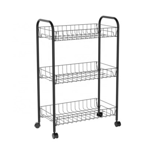 Storage of Various Items 3 Layer Kitchen Storage Trolley Rolling Laundry Cart Storage Bins with Wheels and Handle