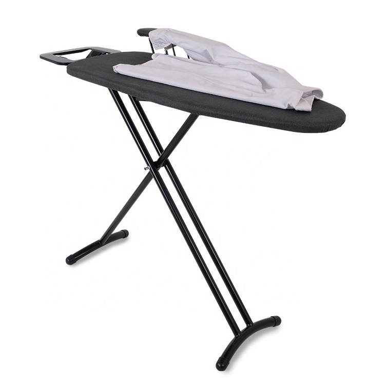 Custom Adjustable Hotel Folding Iron Board Heat Resistant Fabric Cover Foldable Ironing Board With Sleeve Rack