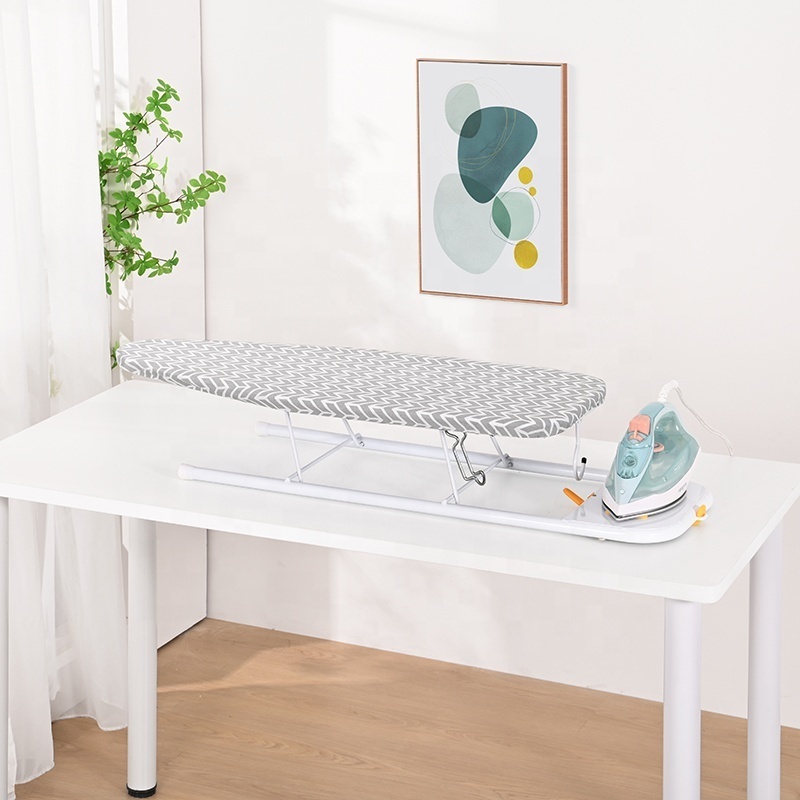 Support Oem/Odm Steel Mesh Folding Table Top Ironing Board With Iron Fixing Pad To Store Iron