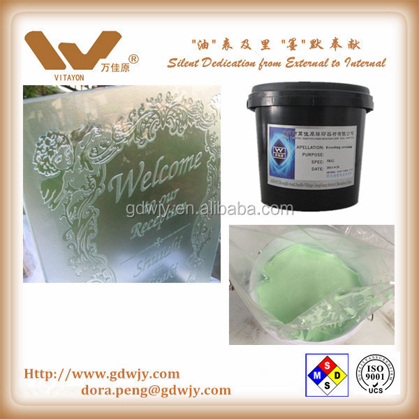 Frosting cream for glass etching, frosted bottle, etching cream for glass