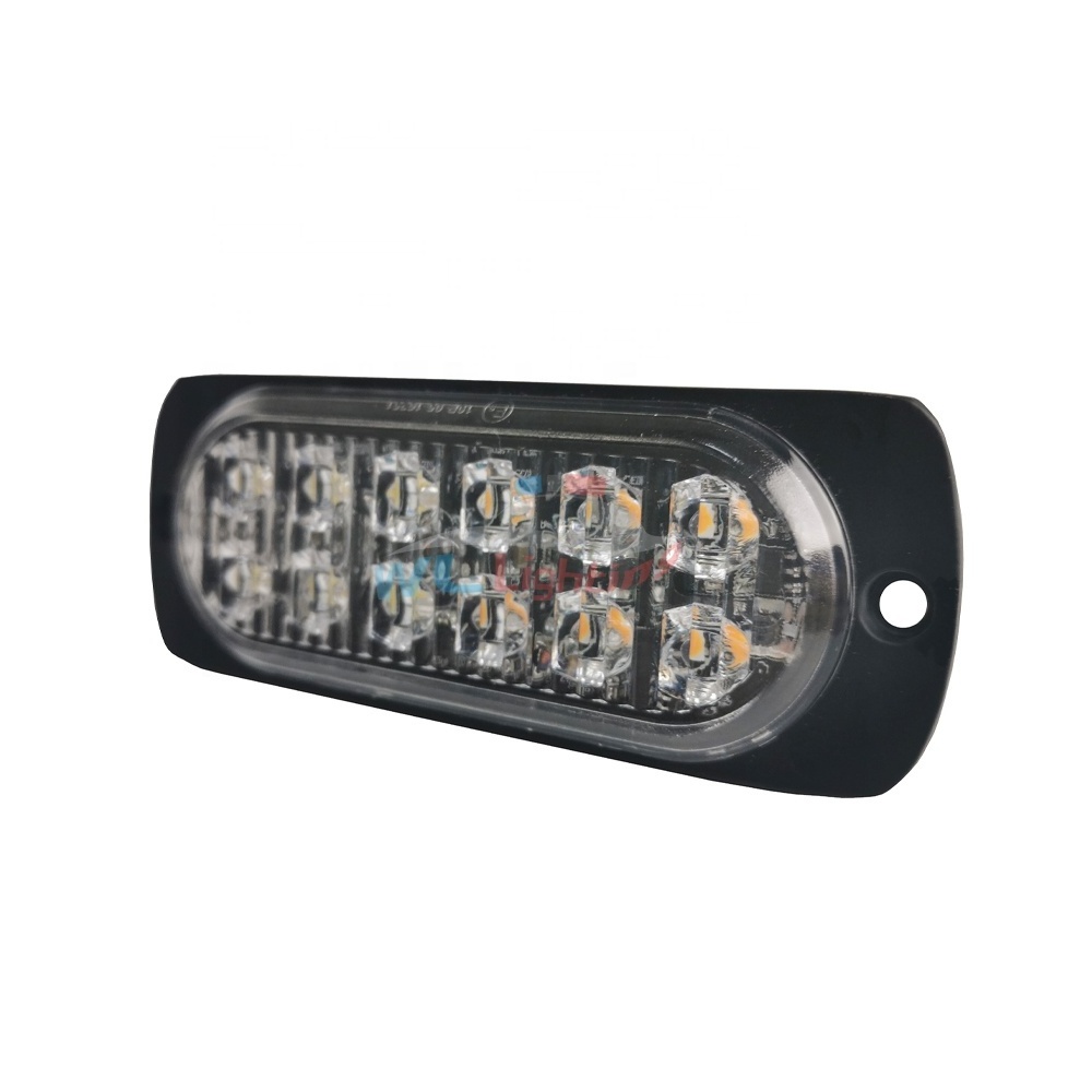 DC12-24V Car Road Safety emergency 12 Leds vehicle ece r10 amber flashing led surface mount light