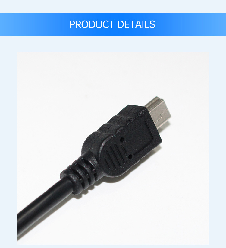 High Quality Custom Usb cable Mini B To Mini B Pve Black Uab cable with Waterproof Jacket