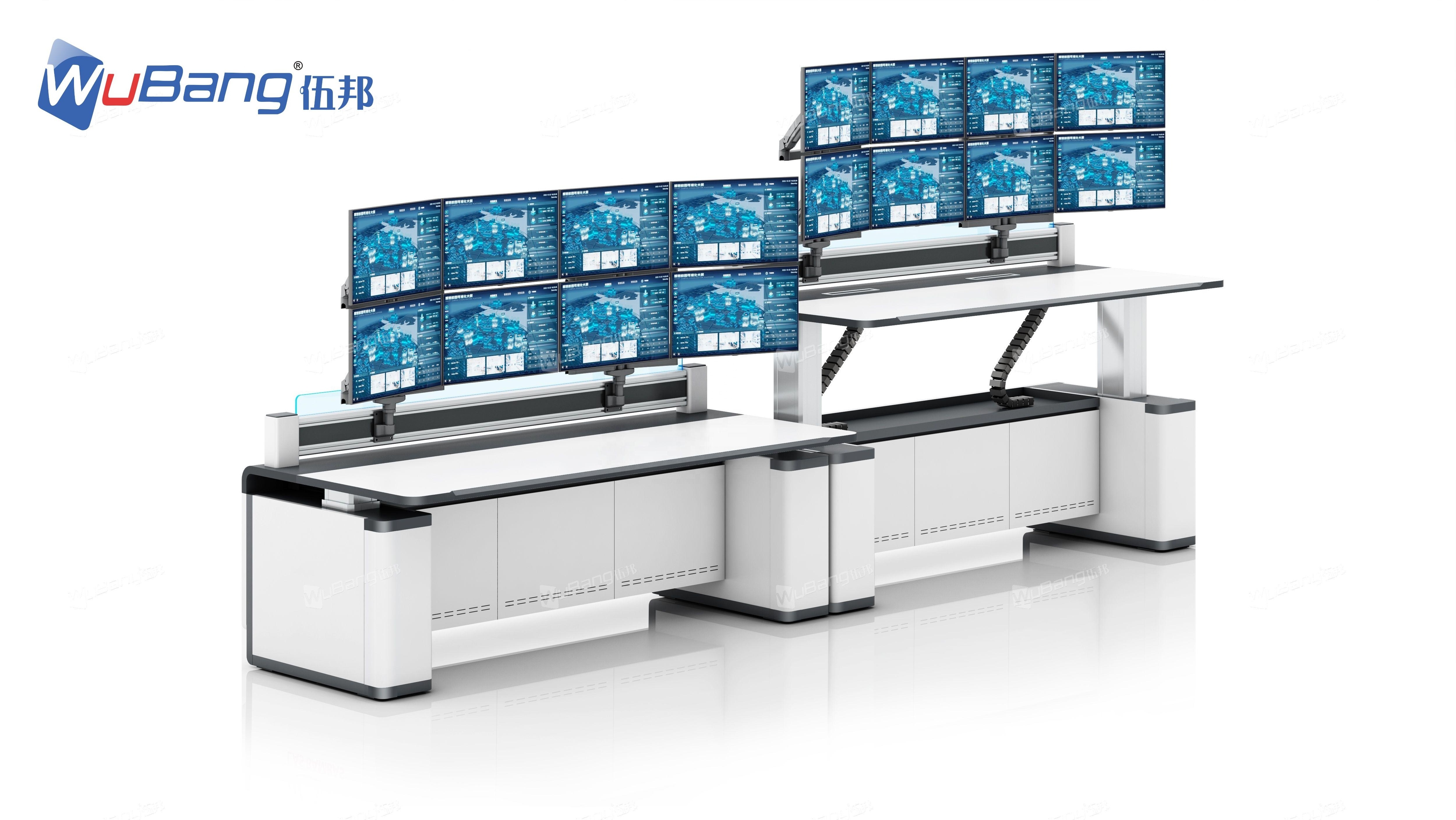 High Quality Multi-screen Height Adjustable Console For Control Room Data Room Broadcast Workstation