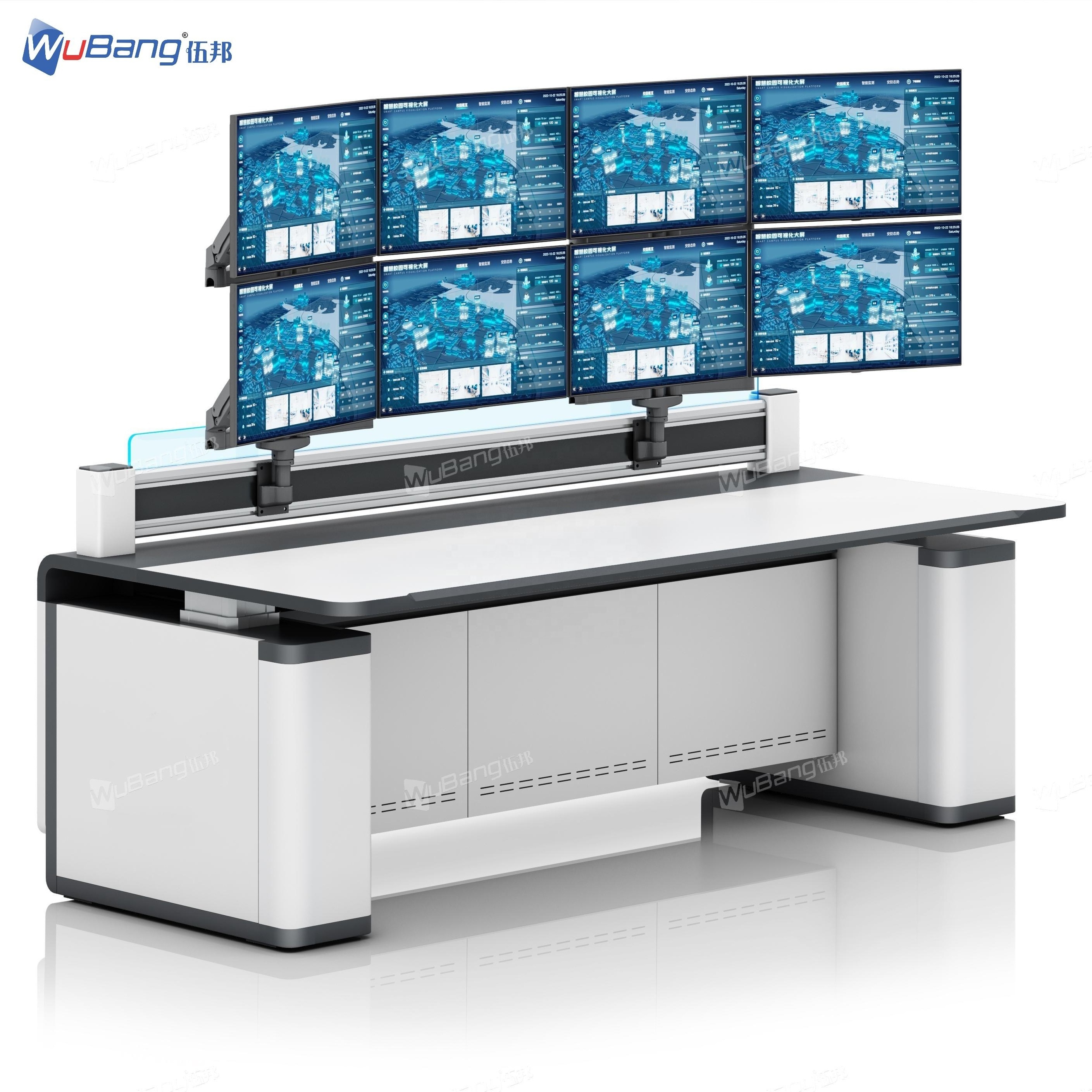 High Quality Multi-screen Height Adjustable Console For Control Room Data Room Broadcast Workstation